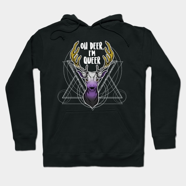 Nonbinary: Oh Deer, I'm Queer Hoodie by Psitta